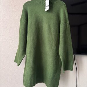 Zara Olive Green Turtleneck Sweater